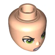 Minidoll Head with Angry Eyebrows, Lime Eyes, Teeth Print (Lena Luthor)