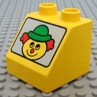 Duplo Brick 2 x 2 Slope 45° with Clown Print