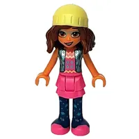 Olivia - Metallic Blue Jacket, Dark Pink Skirt, Bright Light Yellow Cap