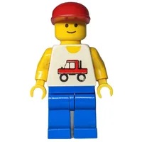 Man, White Vest with Truck, Blue Legs, Red Cap (3626b Head)
