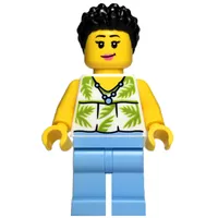 Woman, White Torso, Bright Light Blue Legs, Black Hair