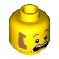 Minifig Head Clemmons, Nougat Eyebrows and Sideburns, Concerned / Open Mouth Scared Print