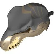 Animal Body Part, Dinosaur, Tyrannosaurus Rex Head with Pin with Tan Teeth, Sand Blue Markings print