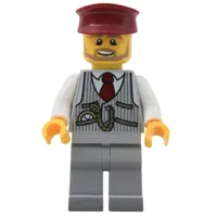 Light Bluish Grey Torso, Light Bluish Grey legs, Dark Red Hat