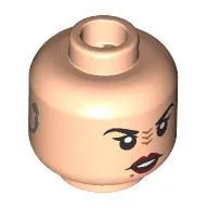 Minifig Head Ro Laren, Black Eyebrows, Dark Red Lips, Nougat Bajoran Nose Ridges, Silver Earring, Open Mouth/Closed Mouth