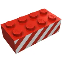 Brick 2 x 4 with White Diagonal Stripes Print on Both Sides
