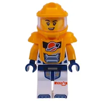 Astronaut, White Spacesuit, Bright Light Orange Armor and Helmet