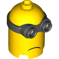 Minifig Head Special, Minion, High, 2-Eyed Goggles, Sad print