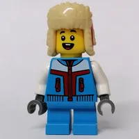 Kid - Dark Azure Torso, Dark Azure Legs, Red/Tan Fur Hat