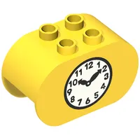 Duplo Brick 2 x 4 x 2 Rounded Ends with Clock Print