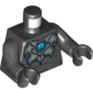 Torso Armor, Muscles and Blue Round Jewel (Chi) Print, Pearl Titanium Arms, Black Hands
