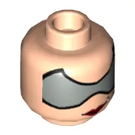 Minifig Head Catwoman, Dual Sided, Red Lips, Smirk / Silver Eyemask Print [Blocked Open Stud]