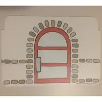 Background, Wall with Stone Details and Door / Ticket Booth, Phone, and Train Map Print