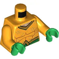 Torso Muscles, Gold Collar and Belt with 'A' Buckle Print (Aquaman), Bright Light Orange Arms, Green Hands