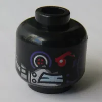Minifig Head Nindroid, Robot Red Eye, Mechanical Eye, Plating Print [Hollow Stud]