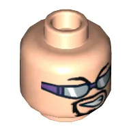 Minifig Head Henchman, Glasses with Silver Sunglasses with Purple Frame and Goatee Print [Blocked Open Stud]