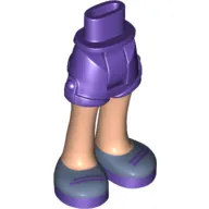 Minidoll Hips and Shorts with Light Nougat Legs and Dark Purple Laces on Sand Blue Shoes Print