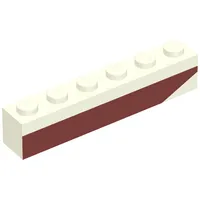 Brick 1 x 6 with Dark Red Bottom Stripe Inverted Slope Up at Right End Print - Set 611-2