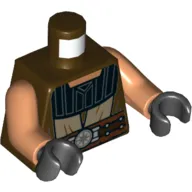 Torso Robe, Dark Tan Trim, Large Black Collar, Belt Print, (Quinlan Vos), Nougat Arms, Black Hands