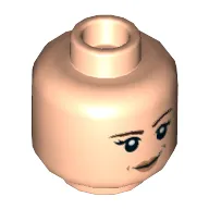 Minifig Head Leia / Soyona Santos / Captain Marvel, Brown Eyebrows, Eyelashes, Peach Lips, Smile / Angry Print
