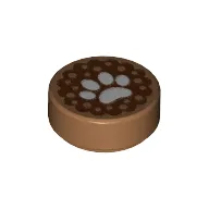 Tile Round 1 x 1 with Animal Track Print