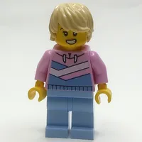 Woman, Bright Pink Hoodie, Bright Light Blue Legs