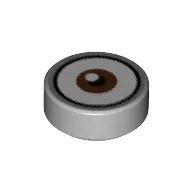 Tile Round 1 x 1 with Reddish Brown Eye, Center print