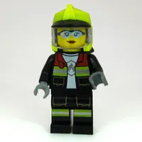 Firefighter, Black Fire Suit, Vibrant Yellow Standard Helmet, Visor, Goggles