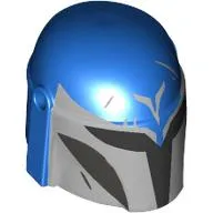 Helmet Mandalorian with Holes and Black Visor, Light Bluish Grey Markings, Scratches print