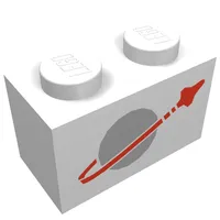 Brick 1 x 2 with Classic Space Logo Print