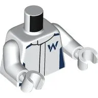 Torso, Racing Suit, Dark Blue Markings, 'W' print, White Arms and Hands