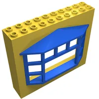 Fabuland, Building Wall 2 x 10 x 7 with Blue Bay Window