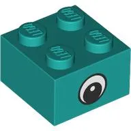 Brick 2 x 2 with Center Eye with White Print