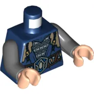 Torso Armor, Silver Chain Mail and Jeweled Belt Print, Dark Bluish Gray Arms, Light Nougat Hands