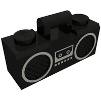 Equipment Radio / Boom Box with Handle and Silver Trim Print