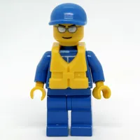 Racer, Blue Jumpsuit with Octan Logo, Blue Cap, Yellow Life Vest 97895, Silver Sunglasses