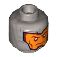 Minifig Head Royal Guard / Soldier, Dual Sided, Balaclava, Orange Face, Dark Red Eyebrows and Cheek Lines, Firm / Gritted Teeth Print [Hollow Stud]