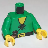 Torso Forestman Tie Shirt and Purse Print, Green Arms, Yellow Hands