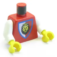 Torso Royal Knights Lion Head on Red/White Shield Print, White Arms, Yellow Hands