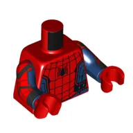 Torso Bodysuit, Black Spider, Webs print (Spider-Man), Printed Dark Blue Arms, Red Hands
