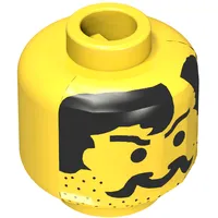 Minifig Head Cowboy / Pirate, Moustache, Stubble and Bald Hair Part Print [Blocked Open Stud]