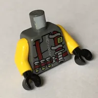 Torso Vest with Dark Red Harness, 3 Bullets and Knife Print, Yellow Arms, Black Hands