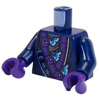 Torso, Robe, Black Sash with Dark Azure Asian Symbols, Dark Purple Trim, Dark Azure/Silver Decorations print, Dark Blue Arms, Dark Purple Hands