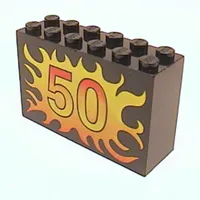 Brick 2 x 6 x 3 with Flame, '50' Print