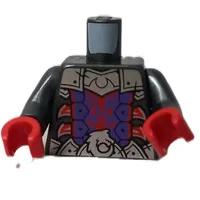 Torso Armor, Silver Plates, Dark Purple Chest, Red Trim, Metal Pink Claws print, Pearl Titanium Arms, Red Hands