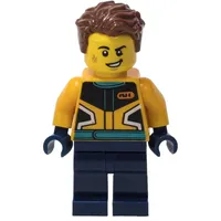 Racer, Orange and Dark Blue Race Suit, Reddish Brown Hair