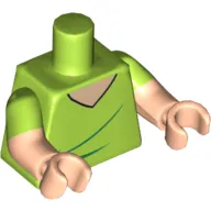 Torso, Dual Molded Arms, V Neck Shirt Print, Lime Sleeves Pattern, Light Nougat Arms and Hands