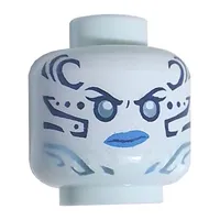 Minifig Head Nya, Metallic Light Blue Eyes, Dark Blue and Metallic Light Blue Face Markings, Dark Azure Lips Print