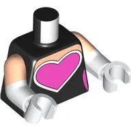 Torso, Dual Molded Arms with Dark Pink Heart, White Border print, Light Nougat Sleeves Pattern, White Arms and Hands