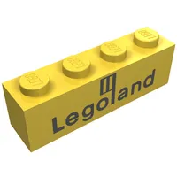 Brick 1 x 4 with Black 'Legoland' Logo Print